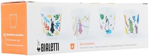 - 4'lü Kahve Bardak Seti - Kulpsuz Kahve Shot Bardağı - Bicchierini - Karma Renk - Arte Desen Serisi - Porselen