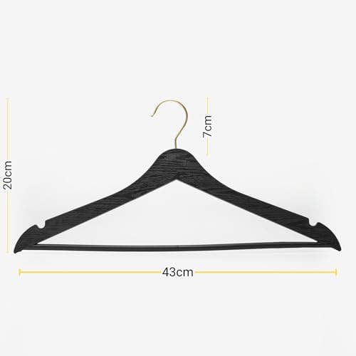 24 Adet Siyah Ahşap Görünümlü Plastik Askı Kıyafet Elbise Gömlek Askısı Kancalı