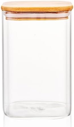 1100ml Sızdırmaz Vakumlu Bambu Kapaklı Borosilikat Cam Kavanoz – Hava Geçirmez & Dayanıklı Gıda Saklama Kabı (10cm x 17cm)