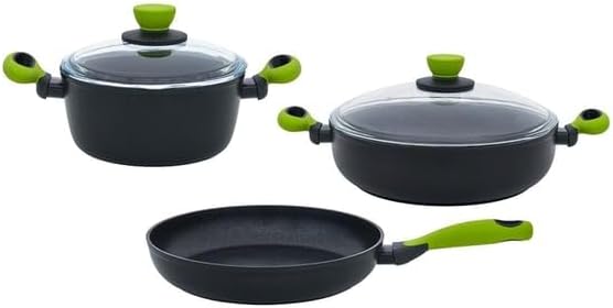 5 Parça Set Yeşil (22Cm Derin Tencere + 26Cm Sığ Tencere&Tava)