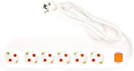 Akım Korumalı 6'lı Priz - Beyaz - 1,5 m