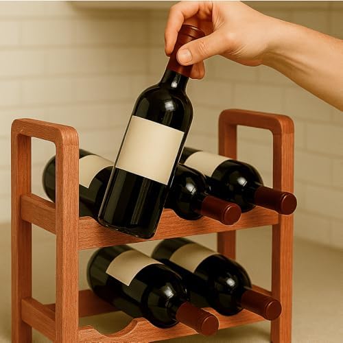 2 Katlı Ahşap Dekoratif Şaraplık Şık Modern Tasarım Şişe Viski Şampanya Içki Rafı Yıllandırma Dolabı Şişe Rafı Şarap Rafı