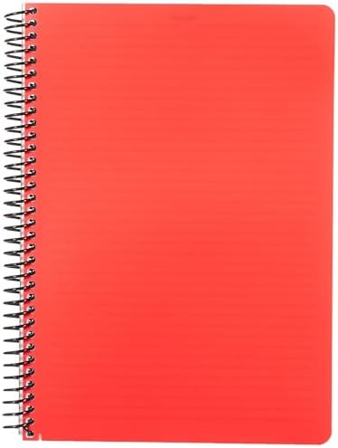 Primary Serisi, A4, 5 Konulu (4 Kareli, 1 Çizgili) 150 Yaprak PP Kapaklı Spiralli Defter, Kırmızı