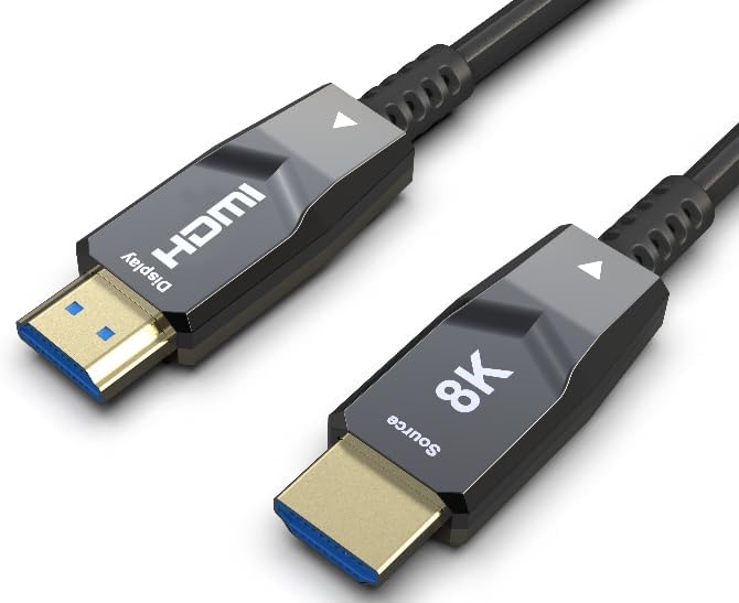 - 8K HDMI AOC Fiber Kablo - Hdmi 2.1 - 48Gbps, 8K 60Hz, 4K 120Hz, 4K 60Hz, eARC, HDR, D-HDR, HDCP2.3, Dolby Vision, Dolby Atmos (10 Metre)