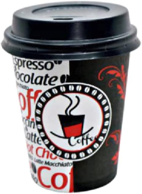 Aygün Excodi Cup -  8 oz Kapaklı Karton Bardak - 250 ml - 100 Adet Kaliteli Otomat Bardağı, Sızdırmaz, El Yakmaz (KIRMIZI)