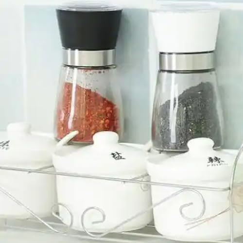 Cam Gövdeli Baharat Öğütücü, Siyah ve Beyaz Renk Seçeneği (Siyah)