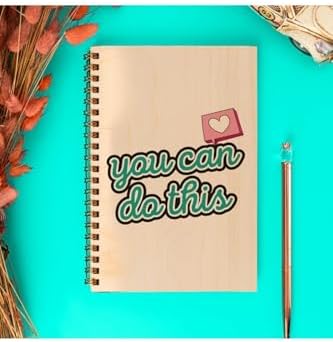 You Can Do Tasarımlı 8 Cm X 12 Cm Ölçülerinde Çizgisiz 48 Yaprak Ahşap Kapaklı Defter
