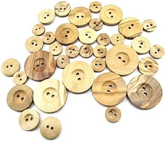 Tahta Düğme,Ahşap, 2 Delik Yazı Model, Doğal Ahşap, Zeytin Ağacı,100 Adet 25mm-40L Düğme