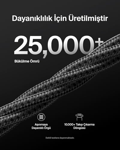 2'li Örgülü USB-A - USB-C Kablo, 1,5 m, 15 W, Yumuşak, Esnek ve Hızlı Şarj Kablosu, 17 ve 16 Serisi, Galaxy S25, 10, iPad Pro ve Daha Fazlasıyla Uyumlu, Siyah