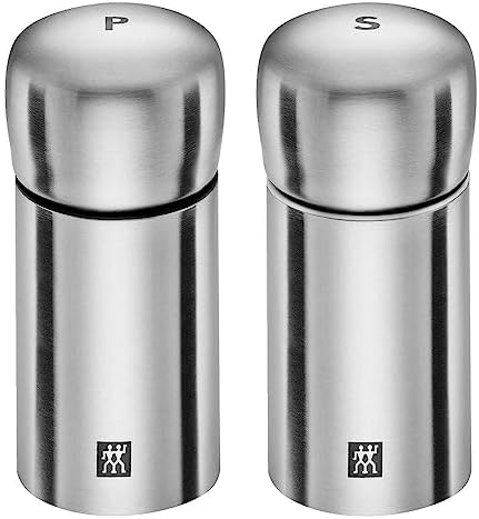 Tuz-Karabiber Değirmen Seti, Paslanmaz Çelik, Gümüş Rengi, 100 ml, 10.7 x 5.5 x 10.7 cm