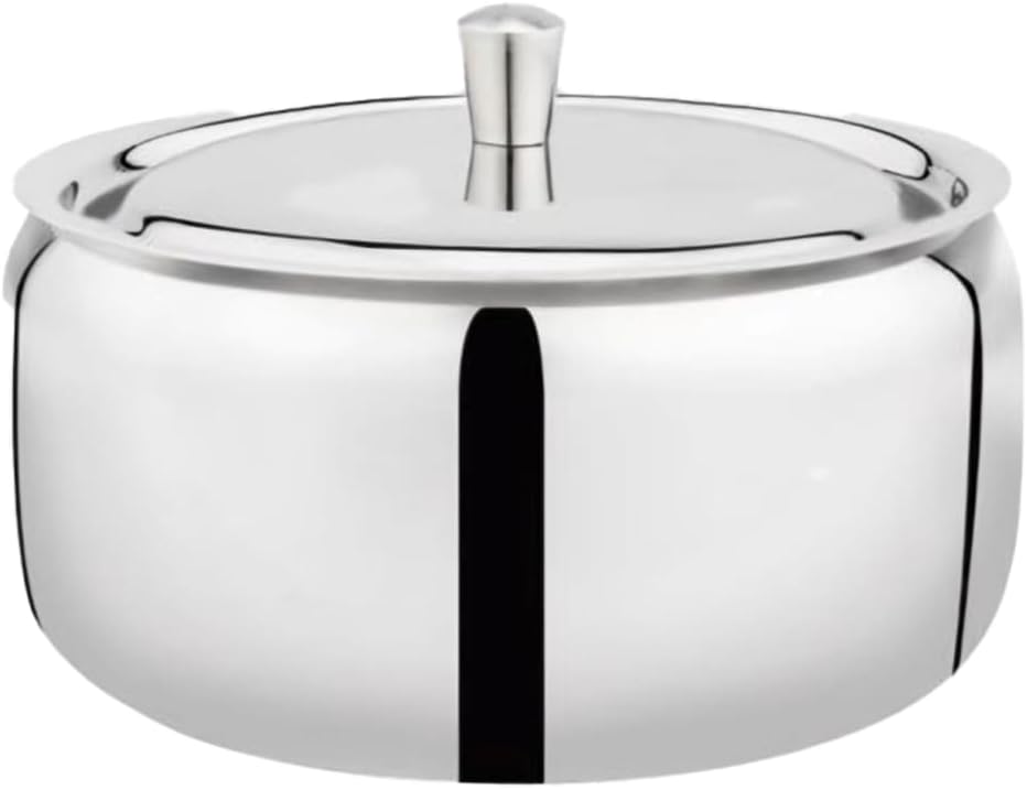 Paslanmaz Çelik Şekerlik, Kapaklı Lokumluk, 10 cm x 7 cm, Gümüş Rengi Hurma Kasesi, Küp Şekerlik