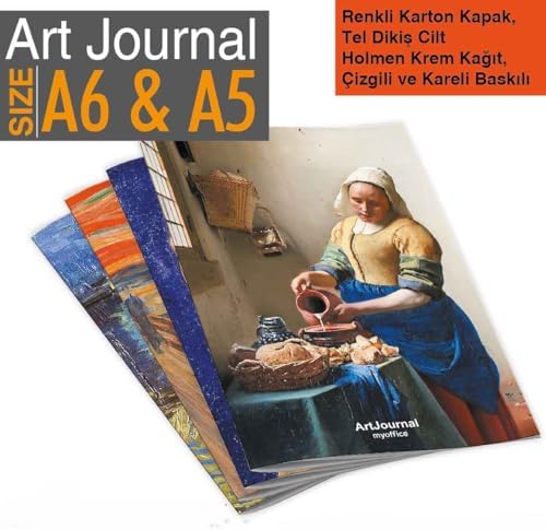 Art Journal 4’lü KARELİ Tel Dikişli Defter Seti – Renkli Karton Kapak, Hafif Holmen Kağıt, A5 – Toplam 384 Sayfa
