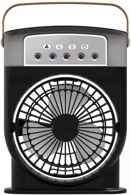 Fanı 3 Hızlı Rüzgarlı Taşınabilir AC Sessiz Sis Fanı USB Şarj Edilebilir Küçük Taşınabilir Klima 600ml Hava Soğutucu Fanı, 7 Gece Lambalı 1/2/3 H Zamanlayıcı Stili 2, Hava Soğutucu Fanı