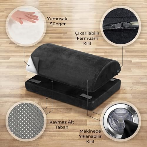 - Çalışma Masası Altı için Ergonomik Ayak Desteği, Ofis Koltuğu ve Oyun Koltuğu için Ayak Yastığı, Ayak Koyma Yeri Taburesi, Rahatlatıcı Yarım Silindir Masa Altı Ayak Minderi Ayaklık