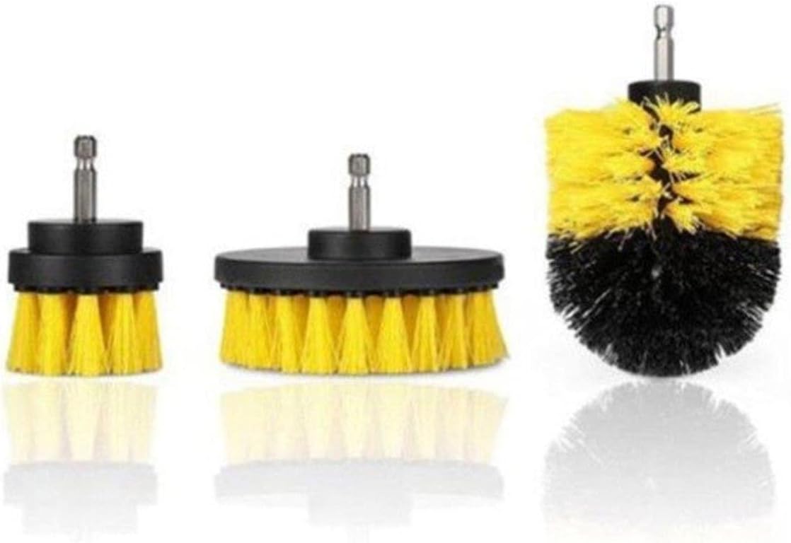 3lü Matkap Ucu Banyo Küvet Duşakabin Araba Tekerliği Koltuk Yıkama Temizleme Fırçası Seti, renkli, Küçük