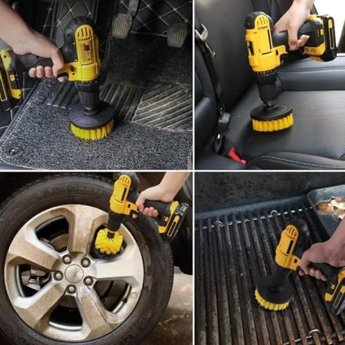 3'lü Matkap Ucu Temizleme Fırça Seti – Banyo, Küvet, Duşakabin, Araba Jant ve Koltuk Temizliği için Renkli Fırçalar, Kompakt Boyut