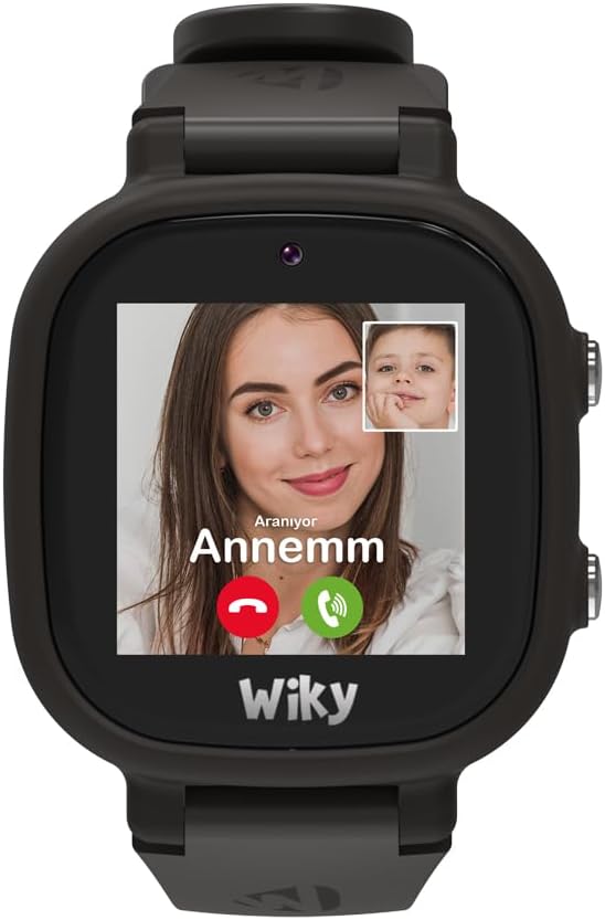 5E eSim'li Akıllı Çocuk Saati Görüntülü ve Sesli Arama, S, SOS, Konum Takibi (Turkcell eSIM) - Siyah (Siyah)