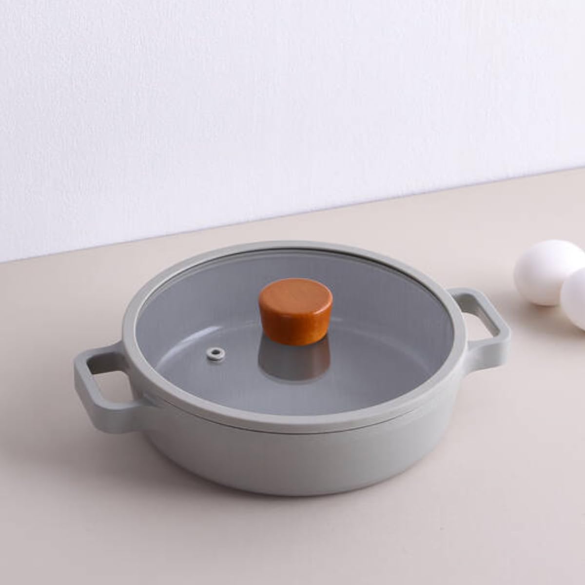 Alüminyum Gri Cam Kapaklı Döküm Sahan 20 Cm