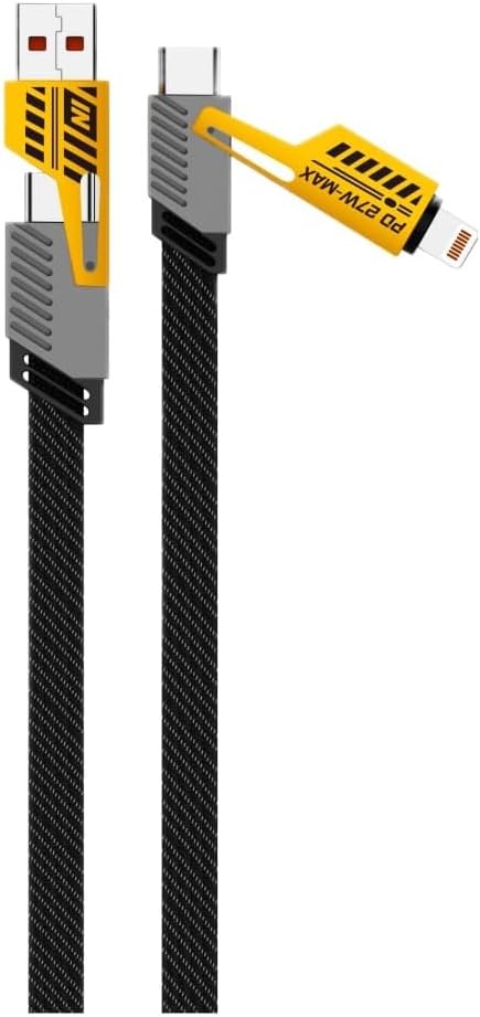 4 in 1 65/27 W 2 TO 2 FLAT WIRE PD USB TYPE C İOS 4 LÜ HASIR ŞARJ VE KABLO