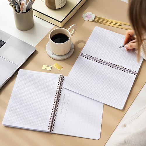 A5 Spiralli Karton Kapak 2’li Set Kareli Okul Defteri 80 yaprak, Ders Programlı Leopar