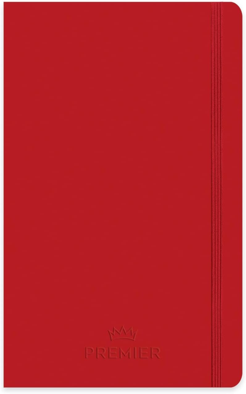 13x21 96 Yaprak Kareli Ciltli Premier Defter - Kırmızı