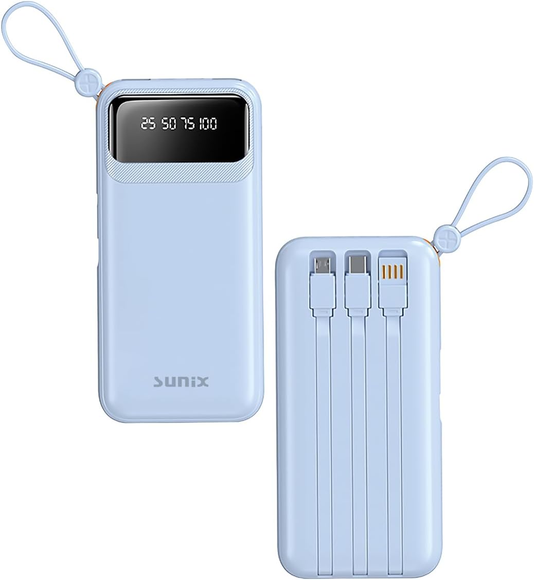 10.000 Mah Dijital Göstergeli Kendinden Kablolu Powerbank Mavi PB-120