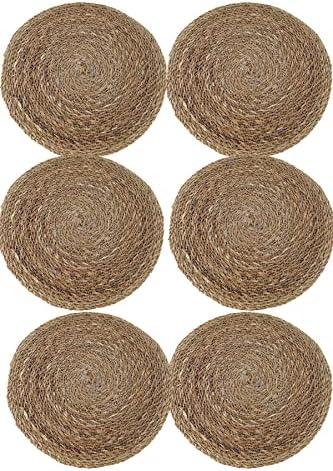 6 Adet Yuvarlak Hasır Bambu Amerikan Servis Hasır Örme Supla Bambu Altlık 36 Cm