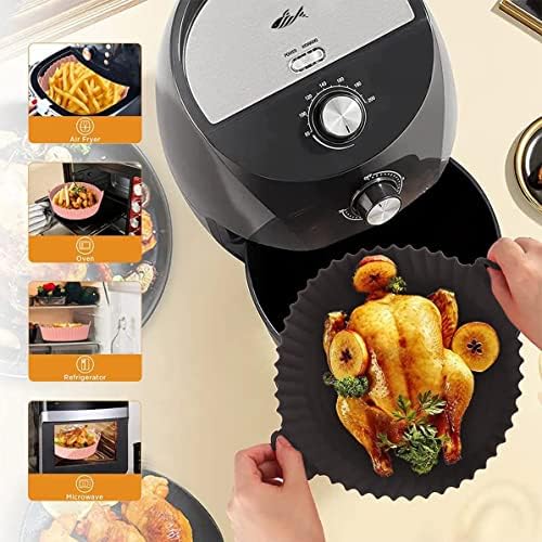 Airfryer Silikon Pişirme Kabı, Yuvarlak Hava Fritözü Aksesuarı, Tüm Airfryerlara Uyumlu Yıkanabilir Leke Tutmaz Esnek Kızartma Tepsisi…