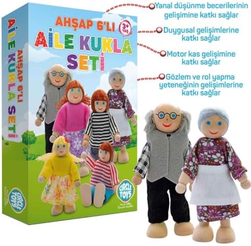 Toys Ahşap 6'lı Aile Kukla Seti