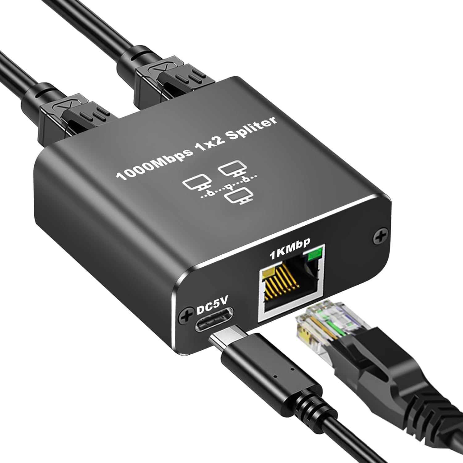 1 Gigabit Ethernet Anahtarı 2 Bağlantı Noktalı 1000Mbps, 1 ila 2 Ethernet Splitter, LAN Ağ Anahtarı 1-2 Gigabit Ağ Bölücü, Bilgisayar, HUB, Anahtar, Yönlendirici ZR861