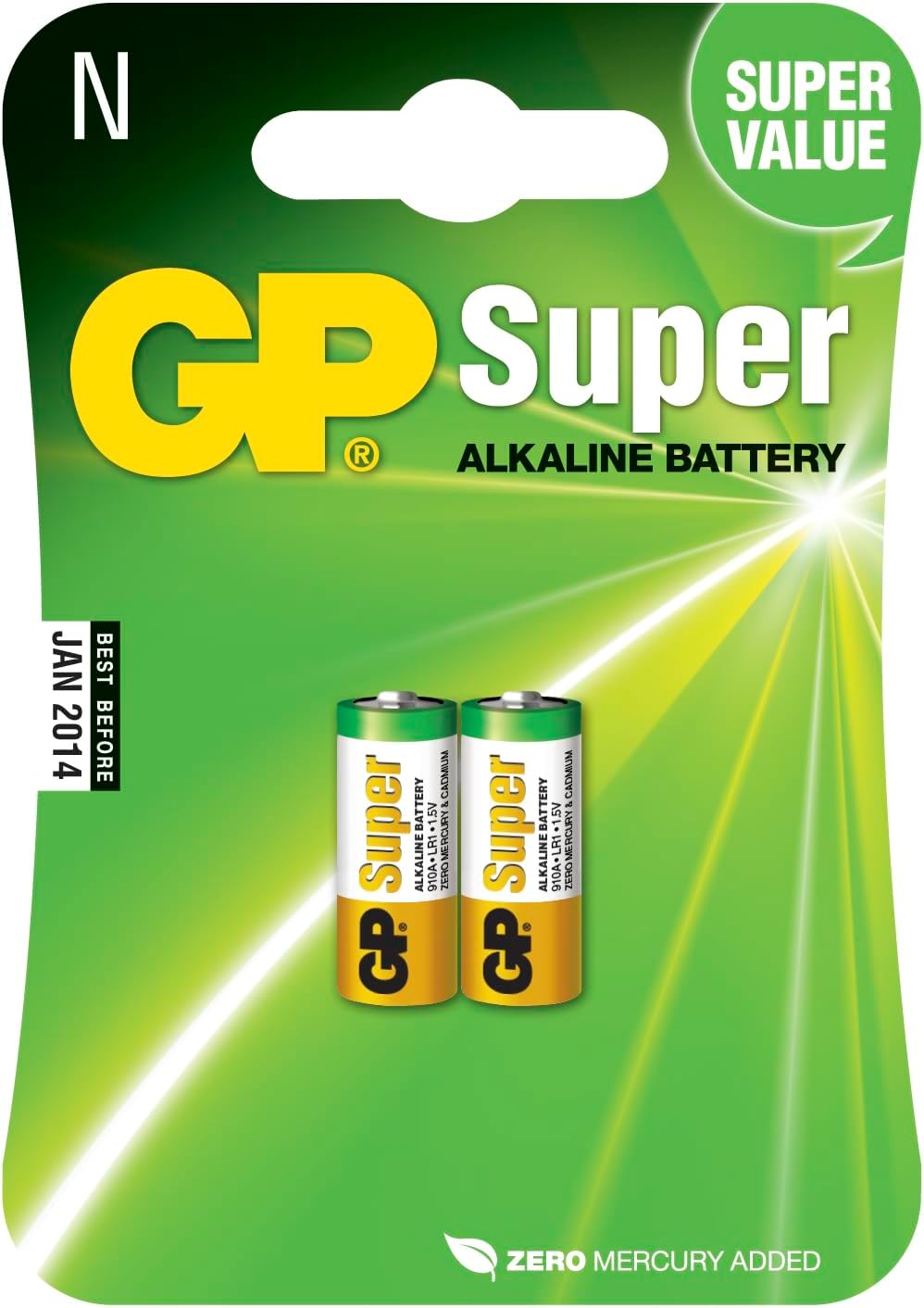 Batteries 910A Süper Alkalin Lr1/N/910A Boy Yarım Pil, 1.5 Volt, 2'Li Kart