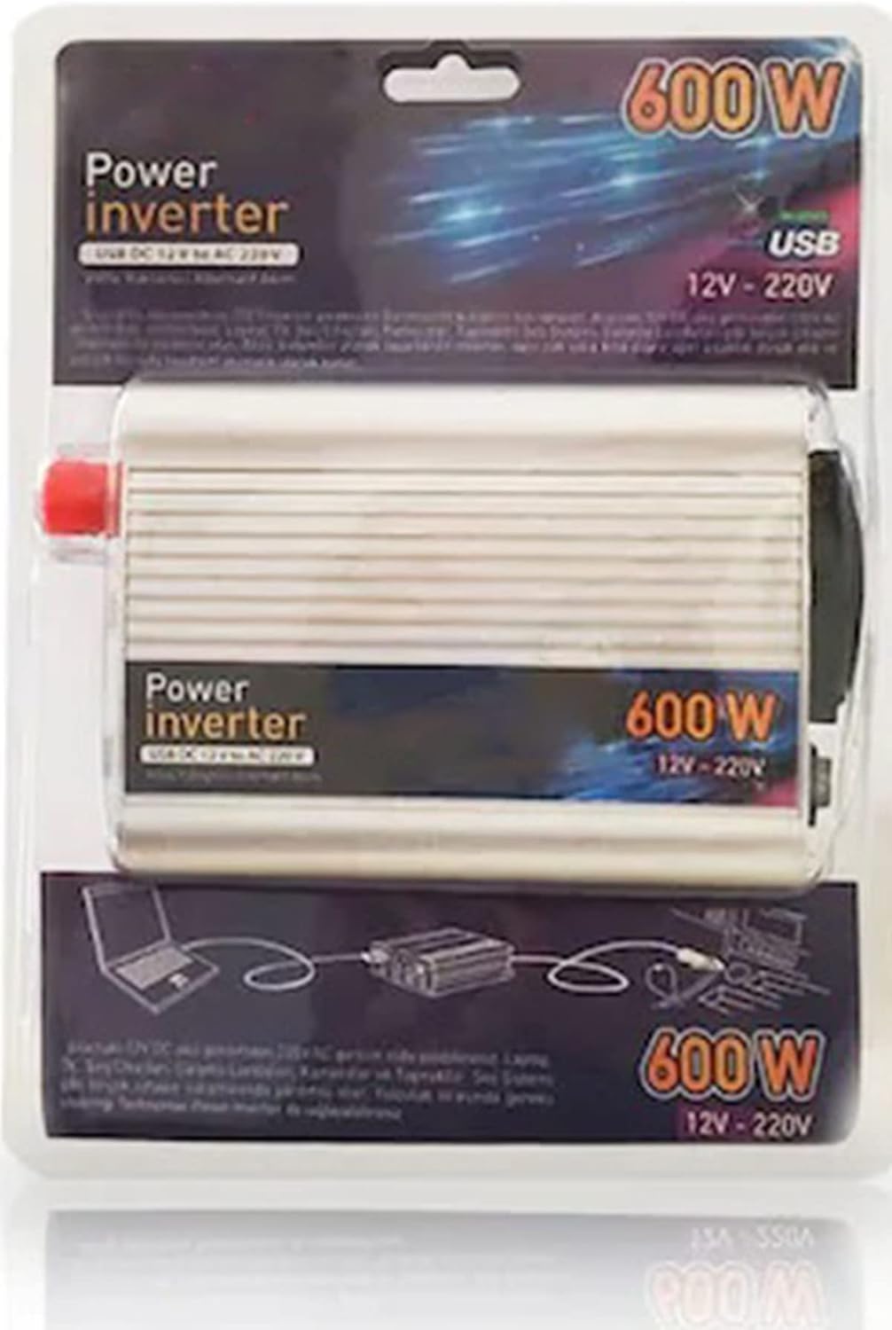 600w 12v Çevirici İnvertör Araç Elektirik Çeviricisi 1410