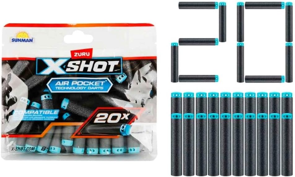 XSHOT Excel 20’li Yedek Sünger Dart Paketi - Ekstra Atış Gücü ve Uzun Süreli Eğlence için Dayanıklı Yedek Dartlar