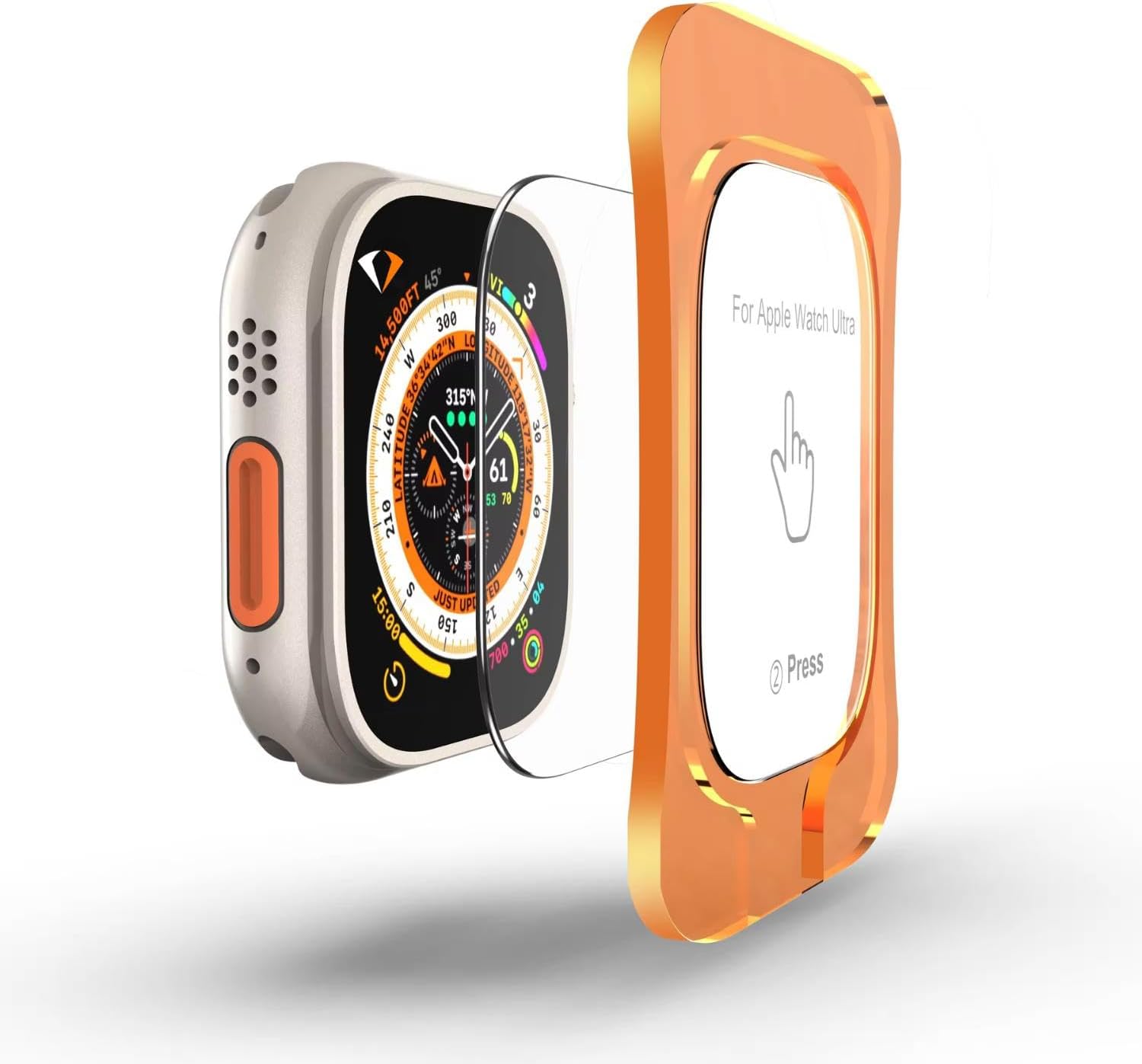 Ultra 2, Ultra 49mm ile Uyumlu, 49mm Ekran Koruyucu, Kolay Hizalama Çerçevesi ile Kurulum, Su Geçirmez, UHD Temperli Cam, Screen Protector, (Otomatik Hizalama Aparatlı)