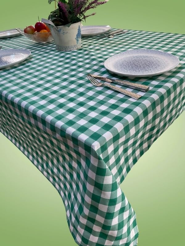 160x170 Cm Yeşil Büyük Kare Desen Pötikareli Masa Örtüsü, Sofra Bezi, Piknik Örtüsü