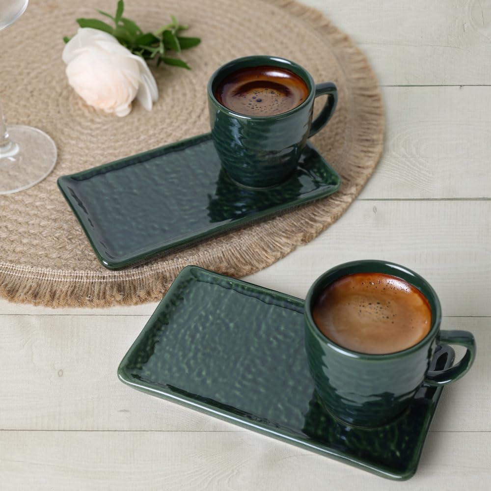 Zümrüt Doğaltaş Kahve Sunum Seti 4 Parça 2 Kişilik