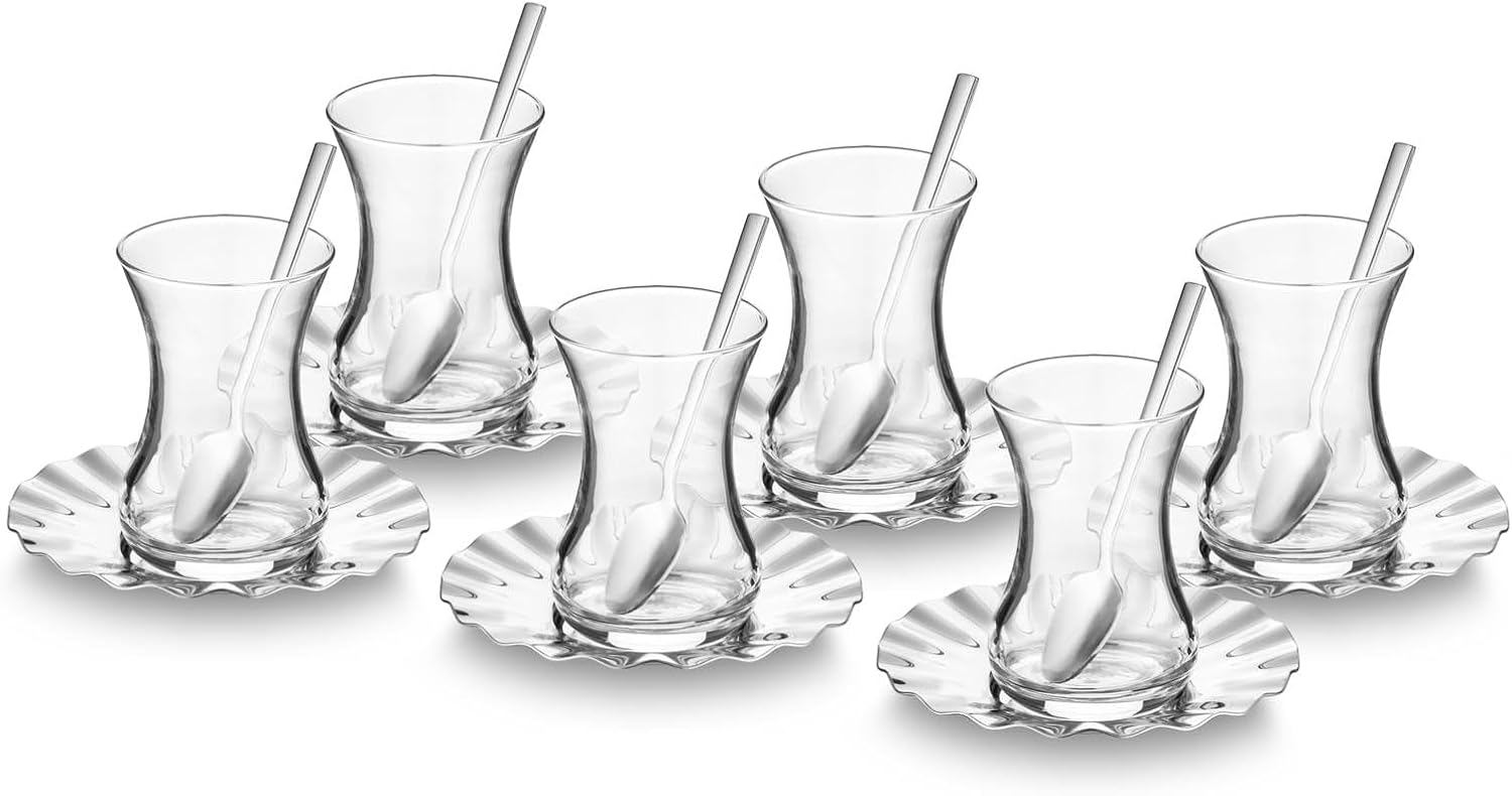 Velena 18 Parça 6 Kişilik Çelik Çay Seti