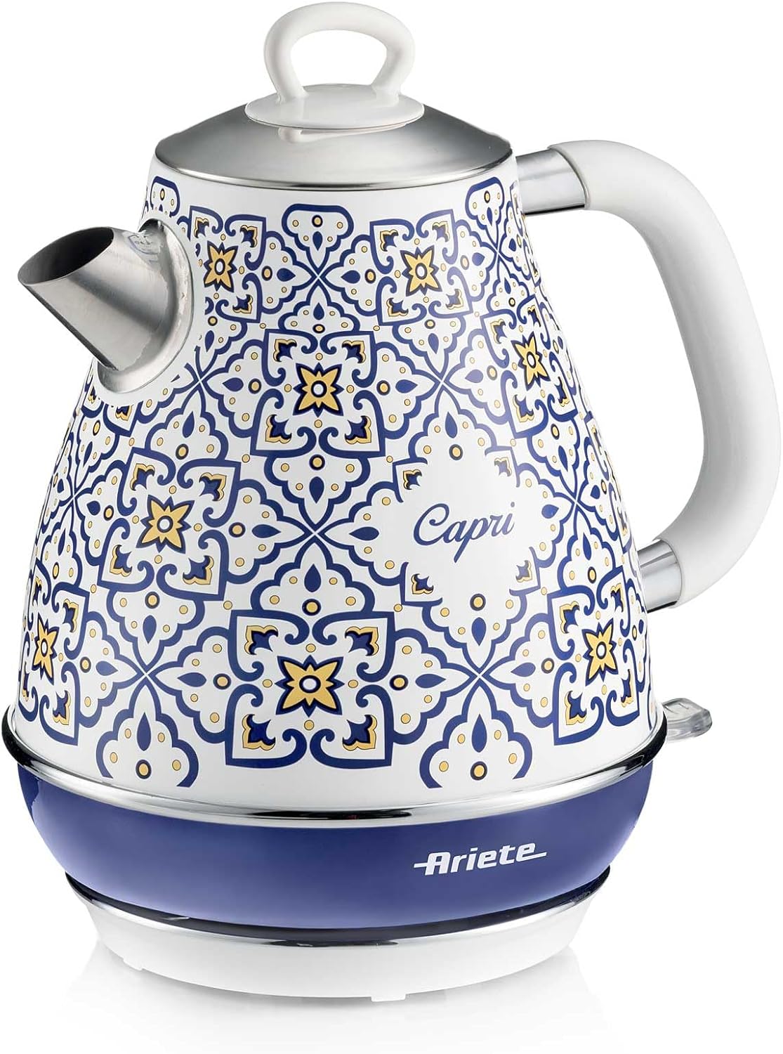 Ariete Elektrikli Su Isıtıcı 1,7 Litre Kettle 2869/0C - Paslanmaz Çelik Gövde, Handmade Decoration, 2000 Watt, Otomatik Kapanma, 360° Kablosuz Taban