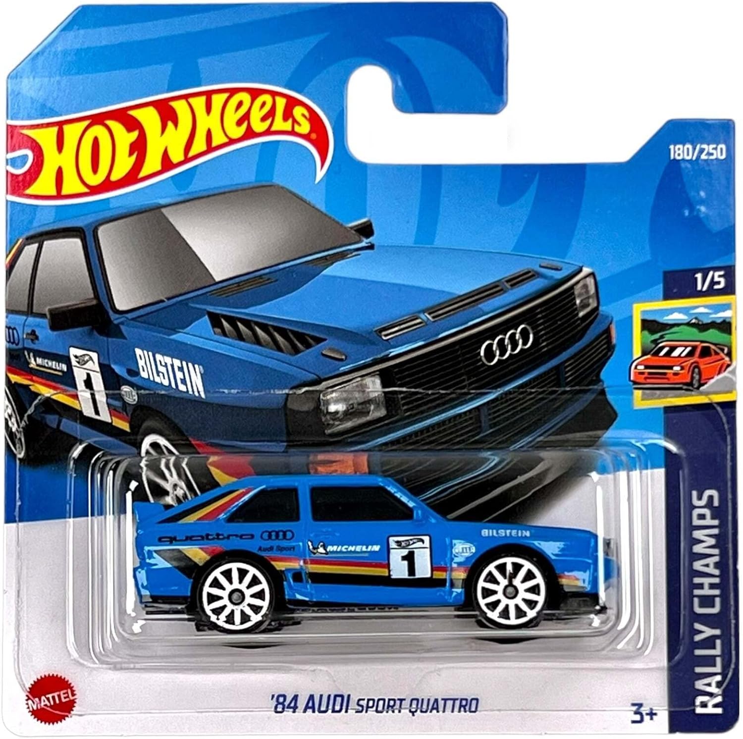 - ´84 Sport Quattro - Rally Champs 1/5 - HCX60 - Short Card - - Bilstein - Mattel 2022