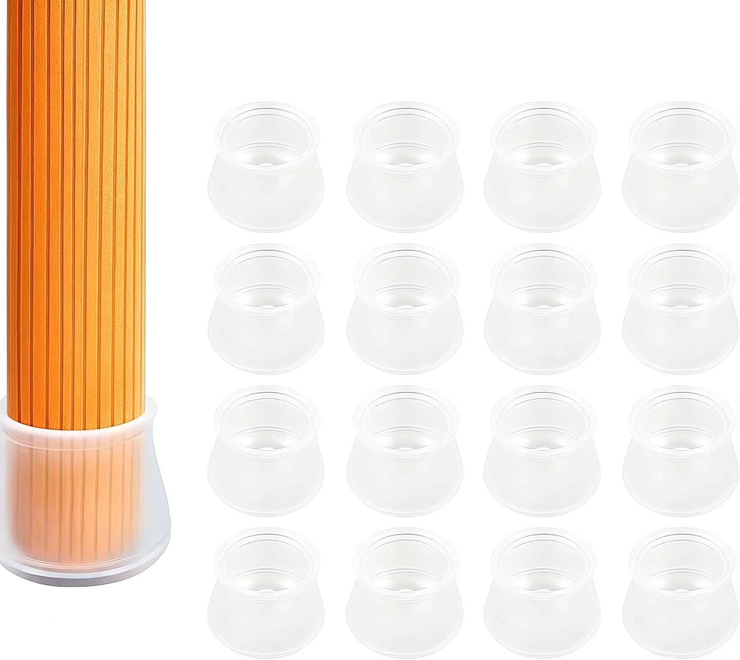 24 Adet Şeffaf Silikon Bacak Koruyucu Kapak Seti | Kaymaz, Sessiz, Yuvarlak Mobilya Ayak Kılıfı | Zemin Koruma için Şeffaf Silikon Ayak Pedleri | Masa Ayak Uyumlu