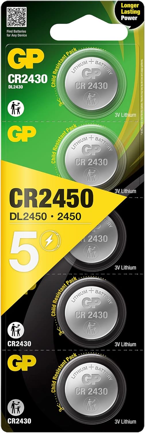 Batteries Cr2450 2450 Boy Lityum Düğme Pil, 3 Volt, 5'Li Kart