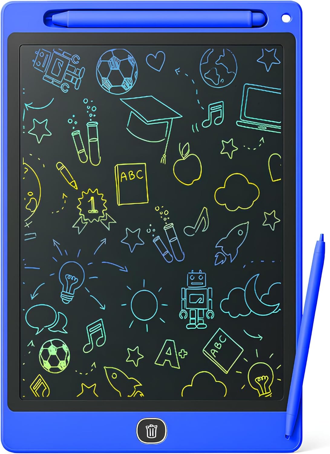 10 İnç Renkli LCD Yazı Tableti - Mavi - Çocuklar İçin Eğitici Çizim Tableti, Silinebilir Ekran, Kağıt Tasarruflu Taşınabilir Not Defteri (3+ Yaş)