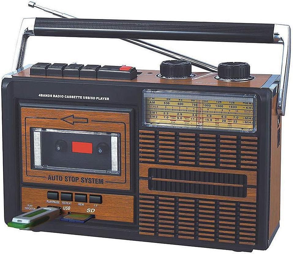 Yeni Nesil Radyo USB SD FM Kaset Çalar Müzik Kutusu Retro El Tutamaçlı Taşınabilir