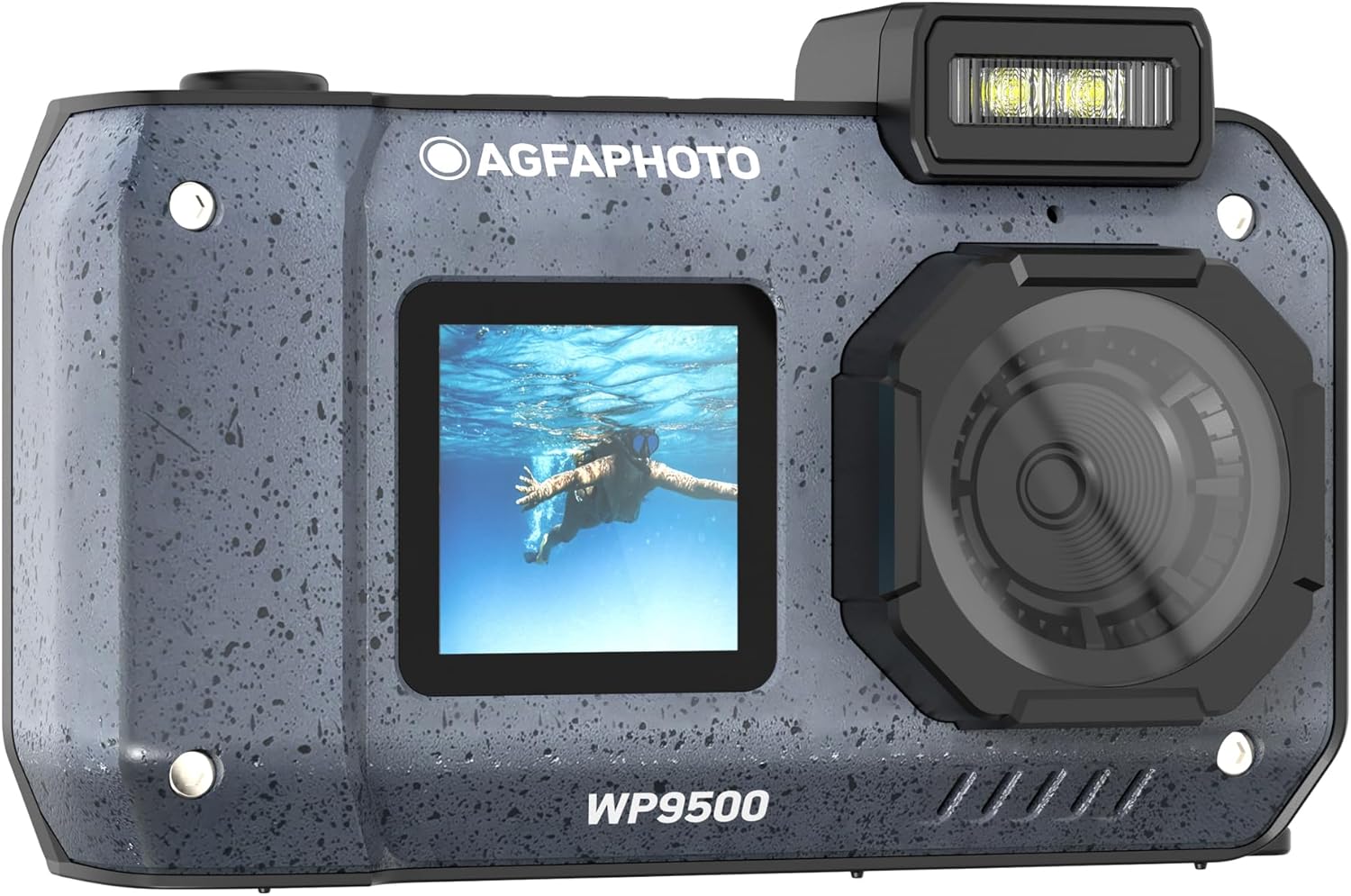 WP9500 - Su Geçirmez Kamera, 7 m Su Geçirmez, 24 MP, Zoom 18X, 4K Video, 2,9 inç / 1,4 inç Çift Ekran - Siyah