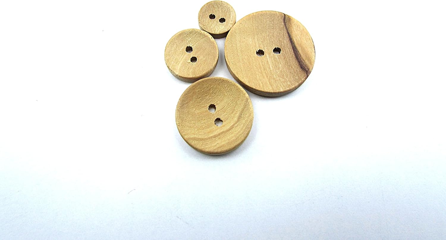 Tahta Dikme, 2 Delik Çanak Model, Doğal Ahşap, Zeytin Ağacı,100 Adet 20mm-32L