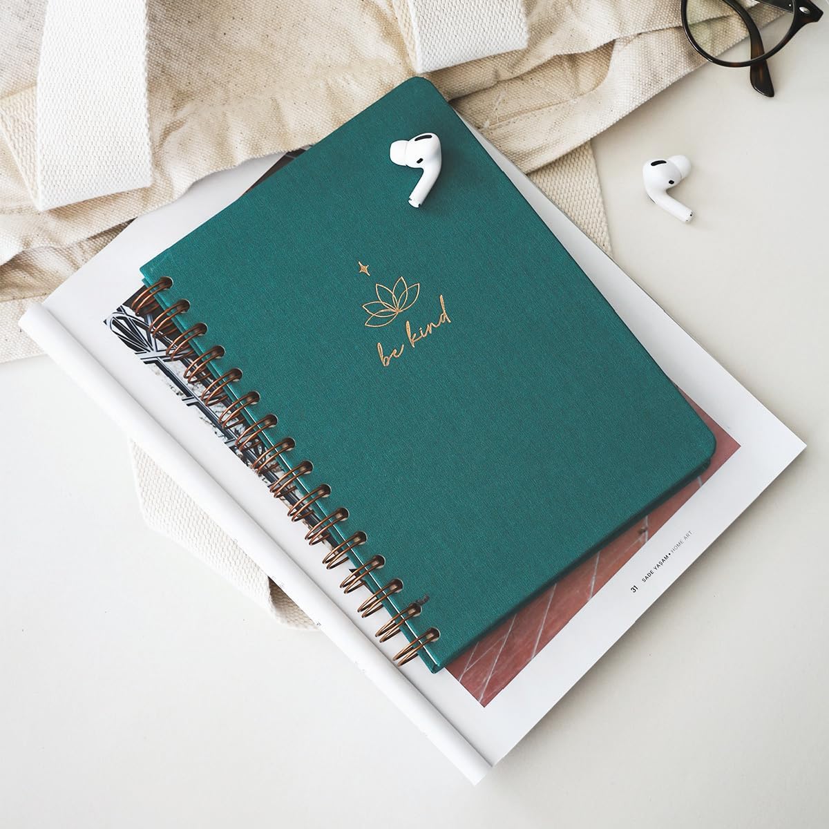 A5 Spiralli Sert Kapak Çizgili Tarihsiz Not Defteri Koyu Yeşil