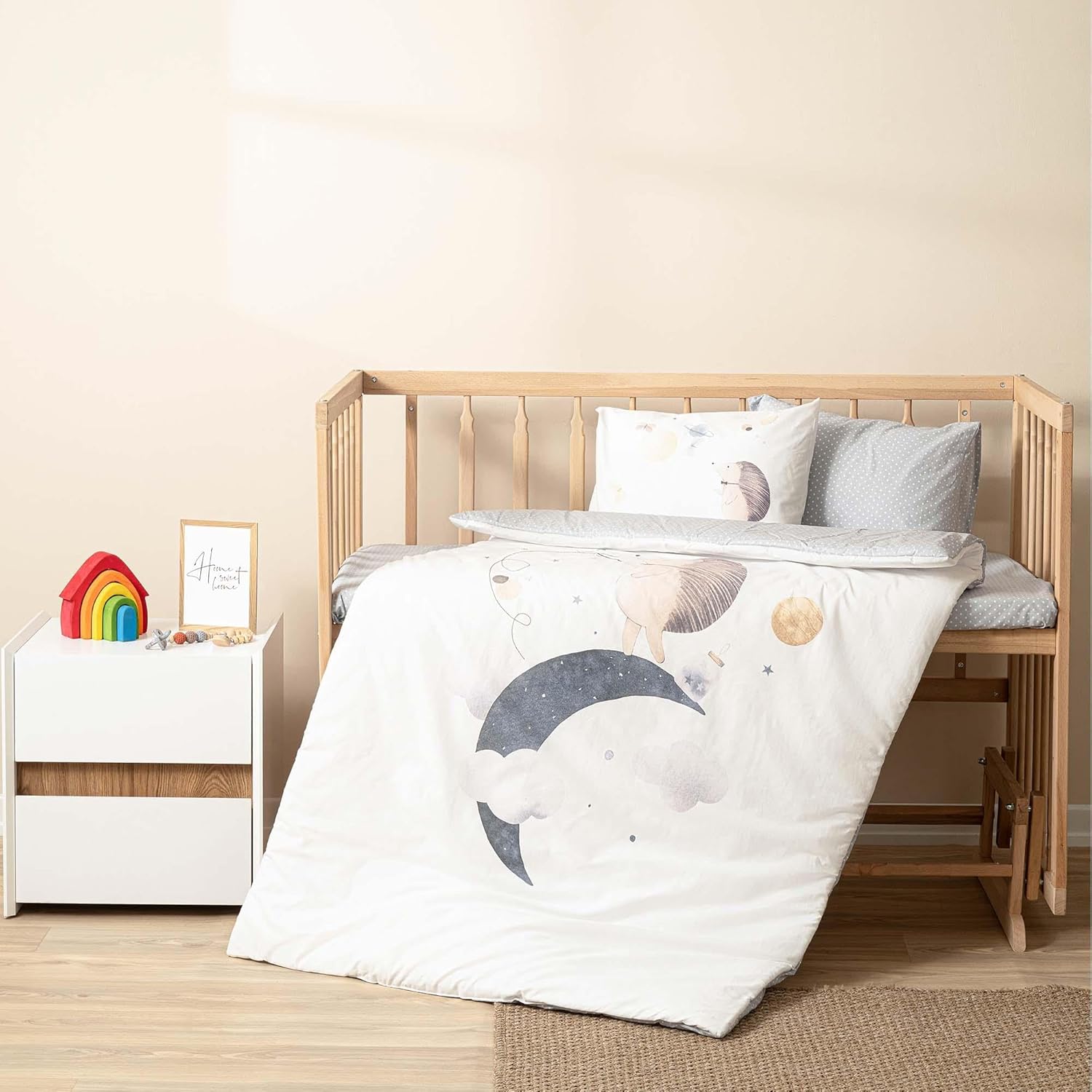 Soley | Luna |%100 Pamuklu Bebek Nevresim Takımı Gri