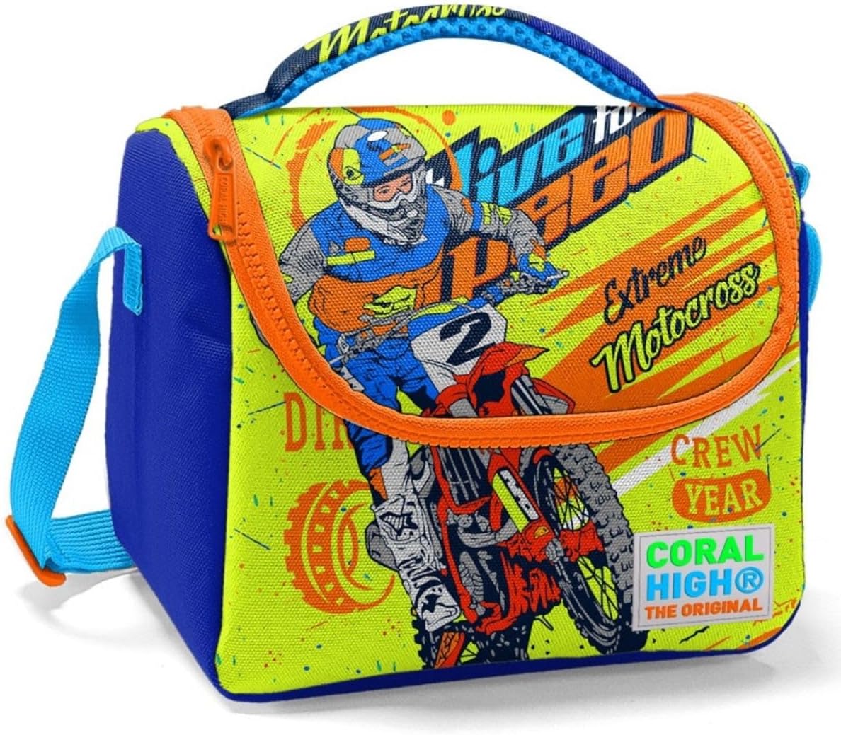 Erkek Çocuk Mavi Sarı Motorsiklet İlkokul Okul Beslenme Çantası