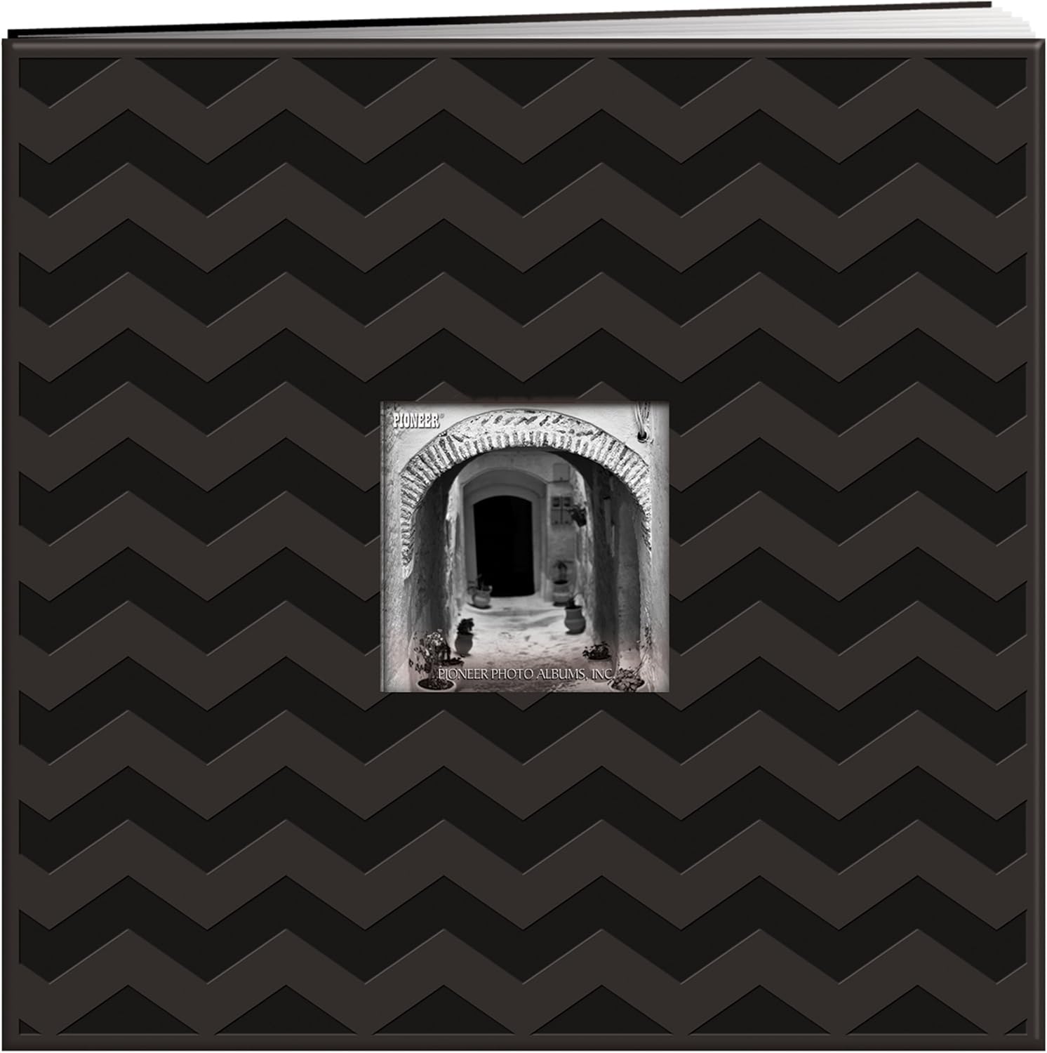 Albums MB10EMB-64325 Kabartmalı Postayla Bağlı Albüm Albümü x 30,48 cm. -Siyah Chevron, 12x12 inç