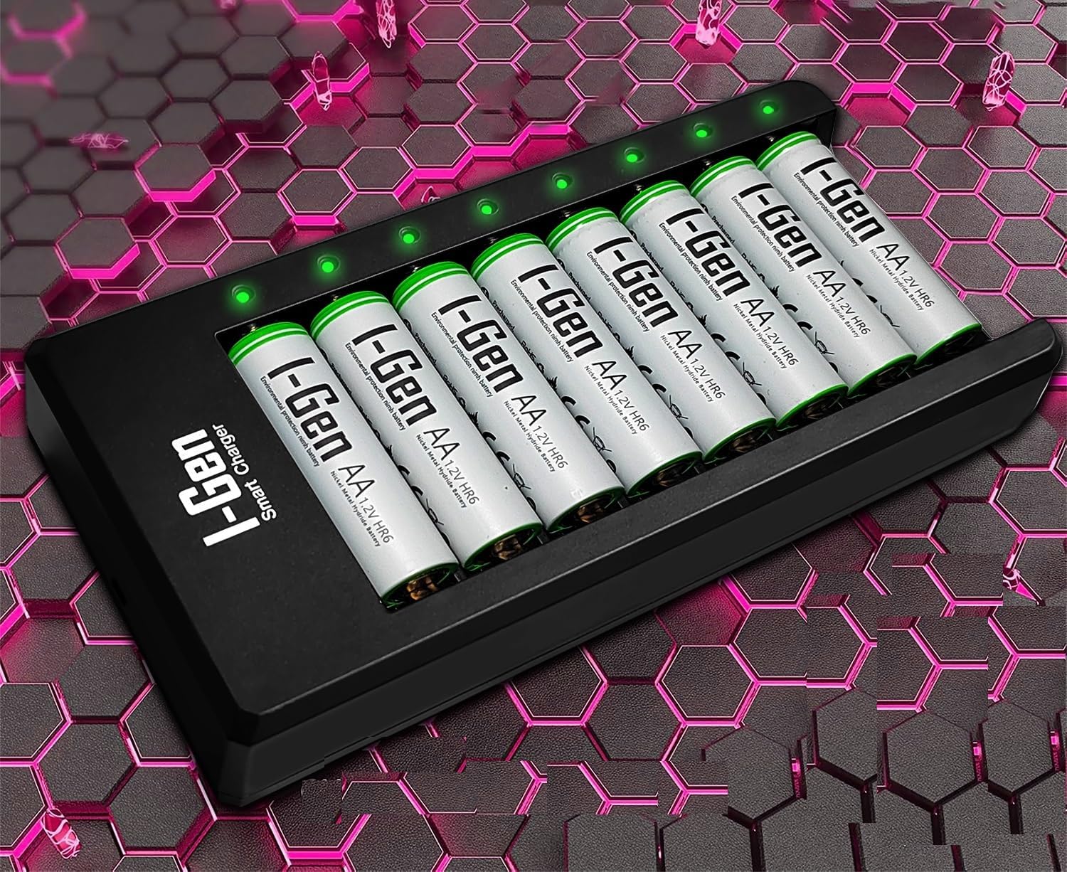 G827 8'li Pil Şarj Aleti + 8 Adet AA 2700 mAh Şarj Edilebilir AA Şarjlı Pilli Set 1.2V Ni-MH